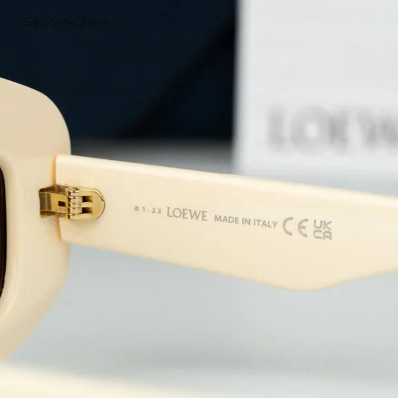 Loewe Men Sunglasses Crystal White Brown Rectangle LW4114IS  display picture 3